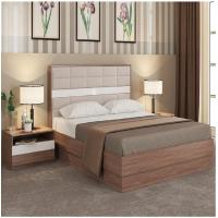 Спальный гарнитур АСМ-Модуль Неаполь шимо темный/велюр беж/МДФ шелк