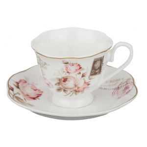 Купить Чайный набор Арти М 87-089 на 6 персон (12 предметов) 200 мл розовый/бежевый