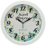 Настенные часы Авангард Вега П1-7/7-256 Цветы белый/бирюзовый