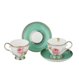 Купить Чайный набор Арти М 22-1091 Амелия на 2 персоны (4 предмета) белый/розовый/зелёный