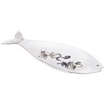 Блюдо Арти М 264-870 для рыбы Котики 48*17*4 см белый/серебро