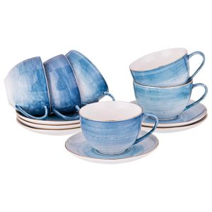 Купить Чайный набор Арти М 388-581 на 6 персон (12 предметов) Колор де Аква синий