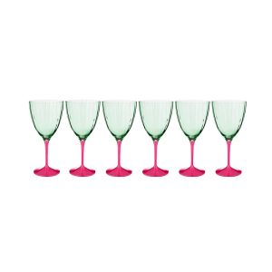 Купить Набор бокалов для вина Арти М 674-669 Kate optic (6 шт.) 400 мл розовый/зелёный
