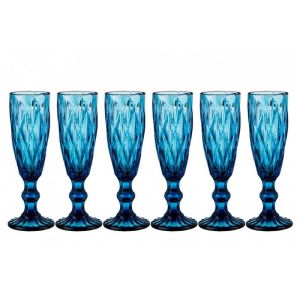 Купить Набор бокалов для шампанского Арти М 26-119 Ромбо (6 шт.) 170 мл синий