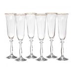 Набор бокалов для шампанского Арти М 674-038 Анжела оптик (6 шт.) 190 мл прозрачный/золото