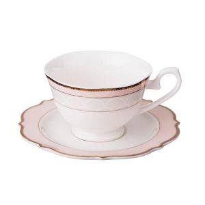 Купить Чайный набор Арти М 115-271 на 6 персон (12 предметов) цвет белый/розовый