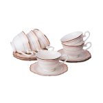 Чайный набор Арти М 115-271 на 6 персон (12 предметов) белый/розовый