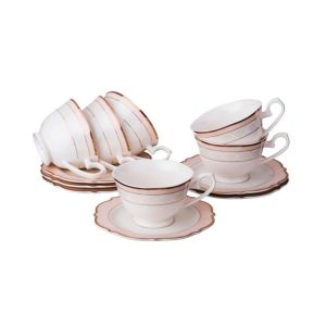 Купить Чайный набор Арти М 115-271 на 6 персон (12 предметов) белый/розовый