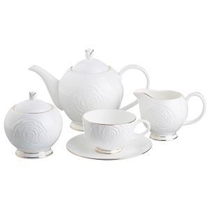 Купить Чайный набор Арти М 264-306 на 6 персон (15 предметов) Blanco белый/золотой