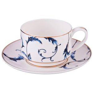 Купить Чайный набор Арти М 264-780 на 6 персон (12 предметов) 240 мл цвет белый/синий