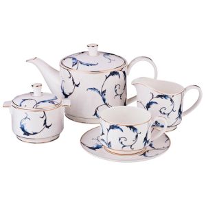 Купить Чайный набор Арти М 264-781 на 6 персон (15 предметов) белый/синий