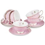 Чайный набор Арти М 275-650 на 6 персон (12 предметов) розовый
