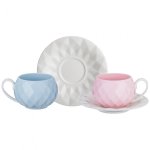 Чайный набор Арти М 374-034 на 2 персоны (4 предмета) 200 мл голубой/розовый