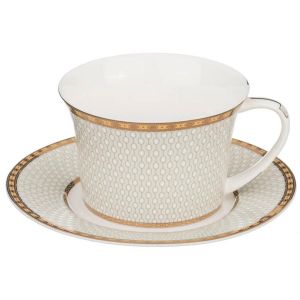 Купить Чайный набор Арти М 760-392 на 6 персон (15 предметов) цвет белый/бежевый/золото