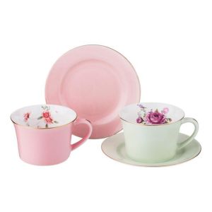 Купить Чайный набор Арти М 760-552 Времена года на 2 персоны (4 предмета) 250 мл цвет розовый/зелёный