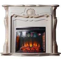 Камин ИнтерФлейм Грация+P28 Led FX бежевый с золотой патиной