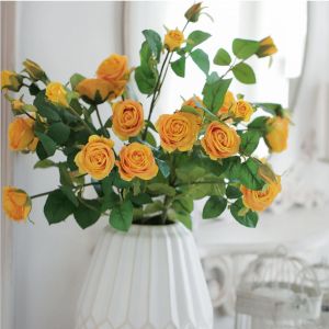 Купить Цветок искусственный MYBLUMM 0114 Роза кустовая цвет жёлтый