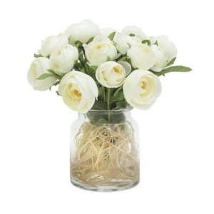 Купить Цветочная композиция Анна Лафарг DG-JA6035-W Купальницы белые в вазе 20*20*23 см