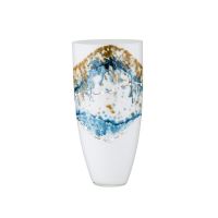 Ваза Арти М 354-1244 Агат овал 18*37 см белый/бирюзовый