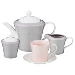 Чайный набор Арти М 374-050 на 6 персон (15 предметов) серый/розовый