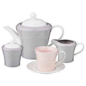 Купить Чайный набор Арти М 374-050 на 6 персон (15 предметов) цвет серый/розовый