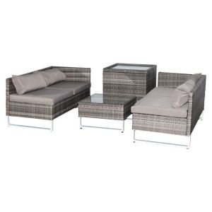 Купить Комплект мебели ЭкоДизайн для отдыха (кофейный стол + стол + 2 дивана) LUC-W180713C