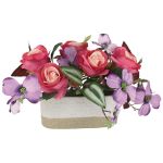 Цветочная композиция Анна Лафарг DG-J7526 Розы малиновые с сиреневыми цветами в вазе