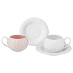 Чайный набор Арти М 374-070 на 2 персоны (4 предмета) 200 мл Розовый белый/розовый