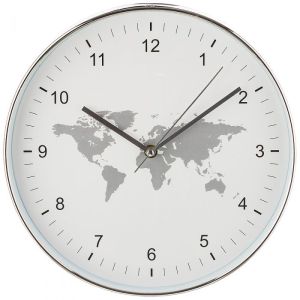Купить Настенные часы Арти М 220-393 World map 30/29 см цвет белый/серебро