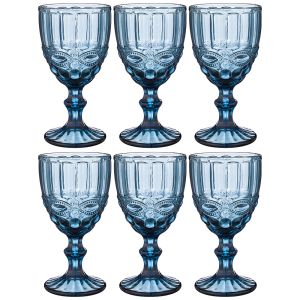 Купить Набор бокалов Арти М 781-104 (6 шт.) для вина Серпентина 300 мл 17 см цвет синий