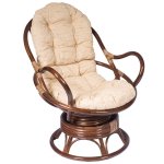 Кресло из натурального ротанга Винотти вращающееся с подушкой 05/01 темный коньяк