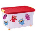 Ящик для хранения ПластТим Junior Monsters на роликах с крышкой 60л