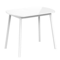 Стол Мамадома ROUND 94 со стеклом белый/белый