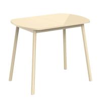 Стол Мамадома ROUND 94 со стеклом кремовый/кремовый