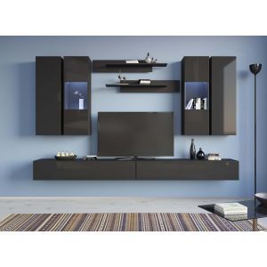 Купить Шкаф навесной НК-Мебель Point ТИП-20 цвет черный/ черный глянец
