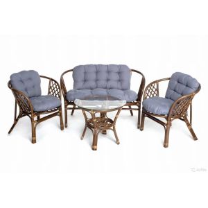 Купить Комплект мебели ЭкоДизайн Багама (диван + 2 кресла + стол) MJ003 темно-коричневый