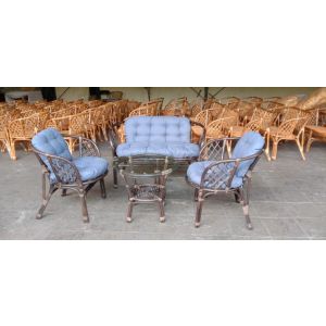 Купить Комплект мебели ЭкоДизайн Багама (диван + 2 кресла + стол) MJ003 голубой
